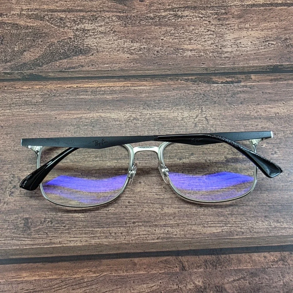 Ray-Ban RB 6421 2997 Matte Black Silver Square Eyeglasses 54-18-145 FRAMES ONLY